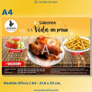 Volantes A4 para Restaurant y Pollo a la Brasa